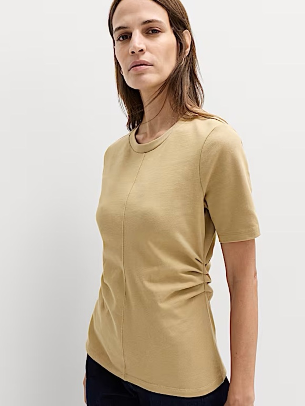 🇬🇧 NWT Marks & Spencer Pure Cotton Waisted T-Shirt caramel 8